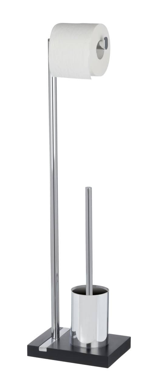 Wenko Toilet Brush & Roll Stand – Polyresin & Chrome, Noble Black