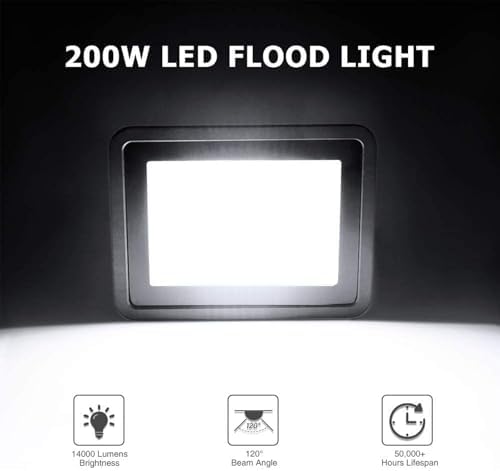 Ankishi 200W LED Floodlight | IP66 Waterproof 6500K Outdoor Security Light