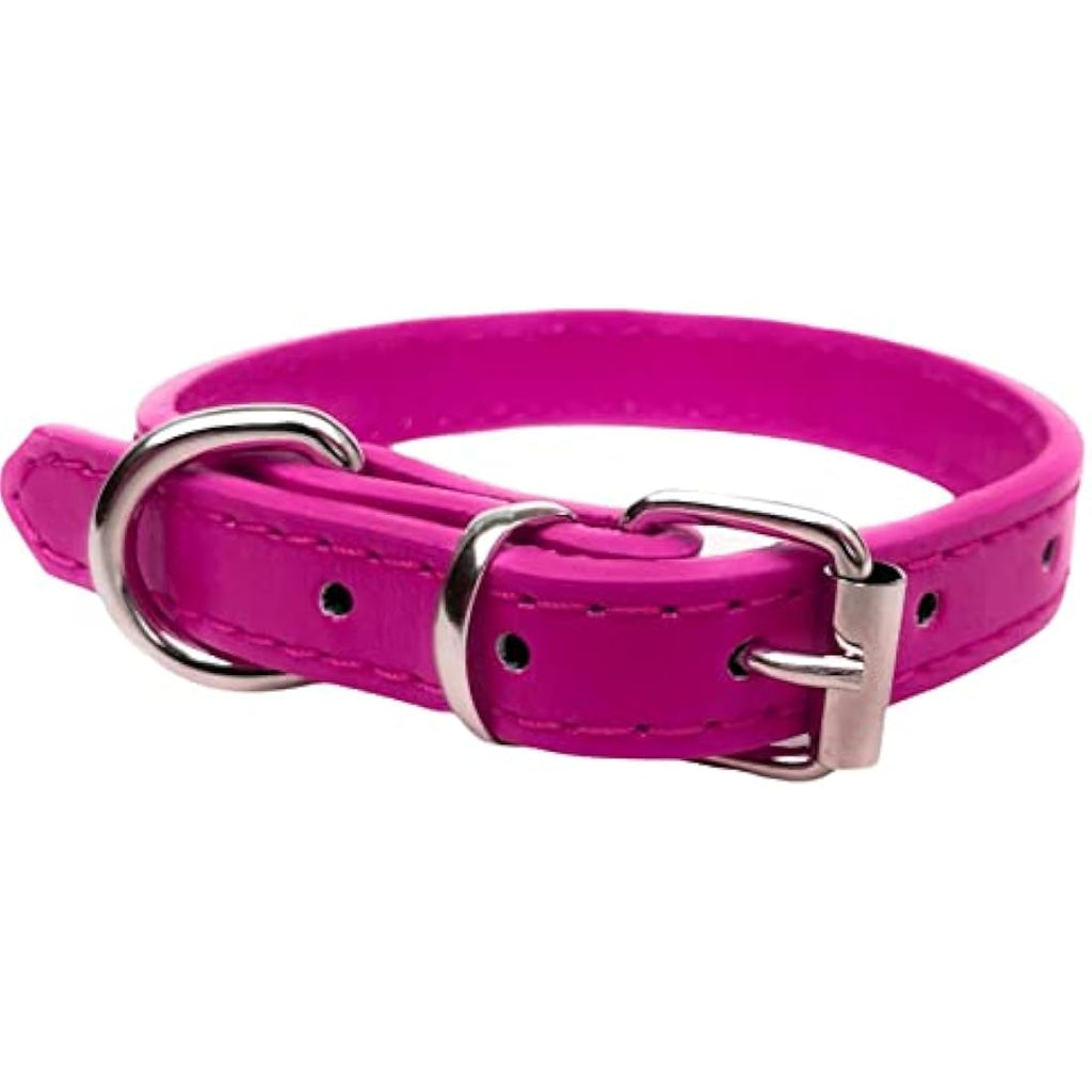 Vibrant PU Leather Dog Collar – Hot Pink, Extra Large