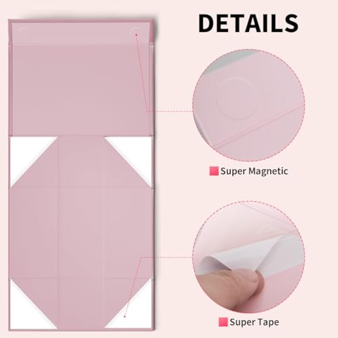 GIFTSAY Large Magnetic Gift Box - Pink Collapsible Paper Box with Lid