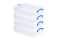 Really Useful Box 24.5L Clear Plastic Storage Bins - Pack of 4