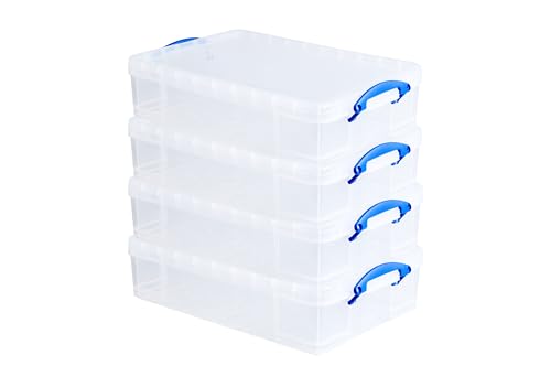 Really Useful Box 24.5L Clear Plastic Storage Bins - Pack of 4