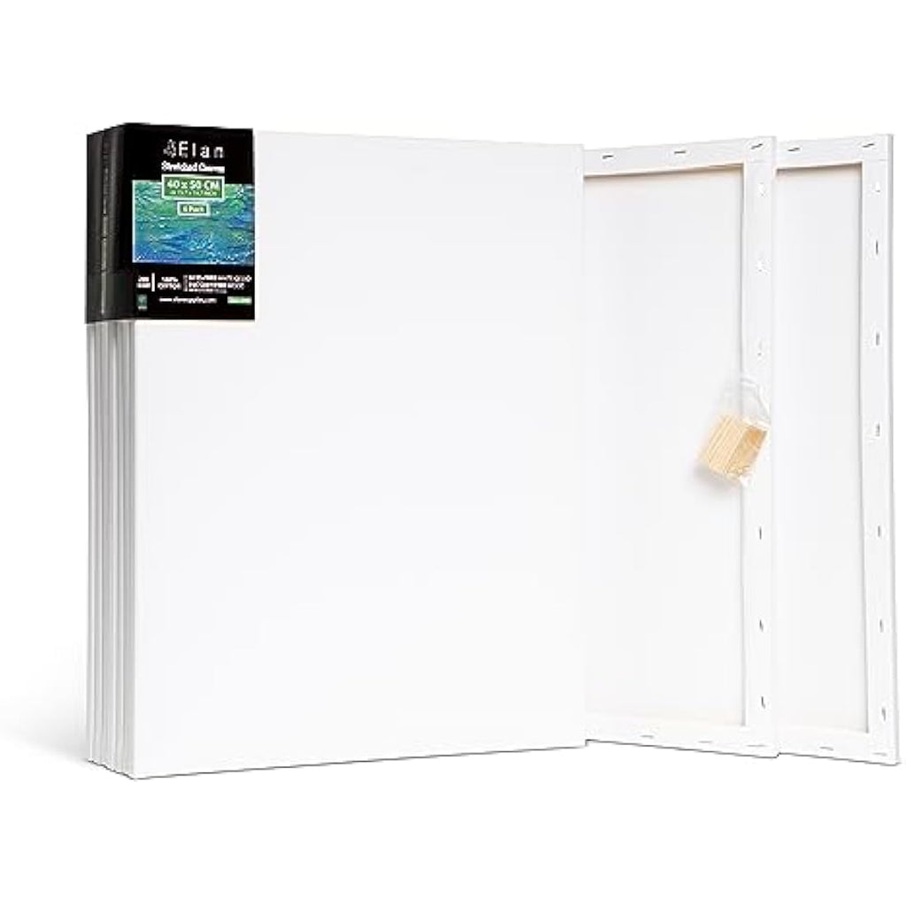 Elan Stretched Canvas 40x50cm 6-Pack | Triple Primed 100% Cotton