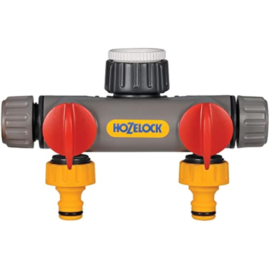 Hozelock 2-Way Multi-Tap Connector – Dual Hose Splitter with Flow Control