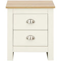 Lancaster Bedside Cabinet – Cream with Oak Top 2-Drawer Storage