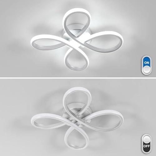 Dorlink Modern Flower LED Ceiling Light – 30W Silver Flush Mount, 6500K
