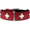 Hunter Organic Leather Dog Collar - Red/Black Stainless Steel - 30-34.5cm