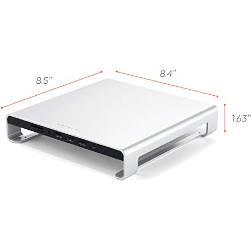 Satechi Type-C Aluminum Monitor Stand Hub for iMac & Studio Display – Silver