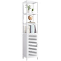 HITNET Bamboo Tall Bathroom Storage Cabinet | 6-Tier Linen Tower, White
