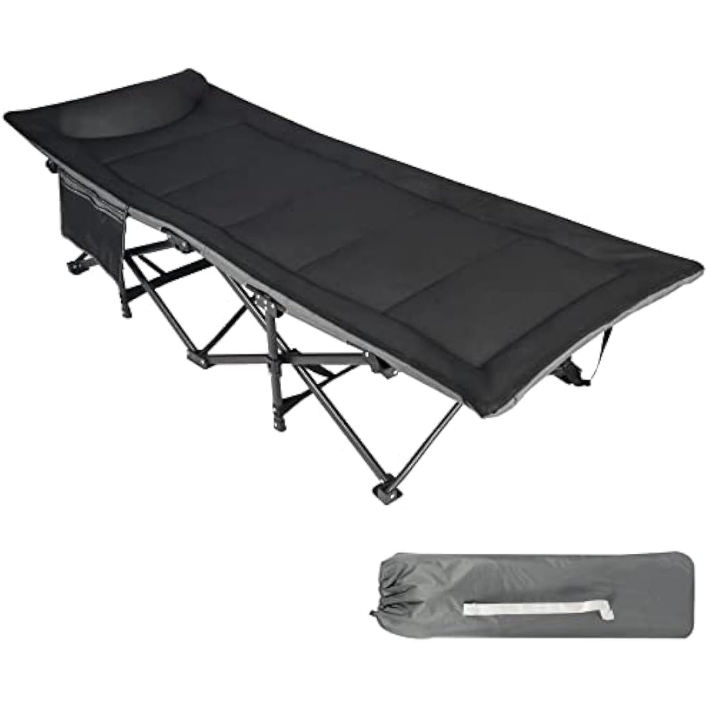 REDCAMP Heavy Duty Folding Camping Cot | Extra Wide Bed with Cushion