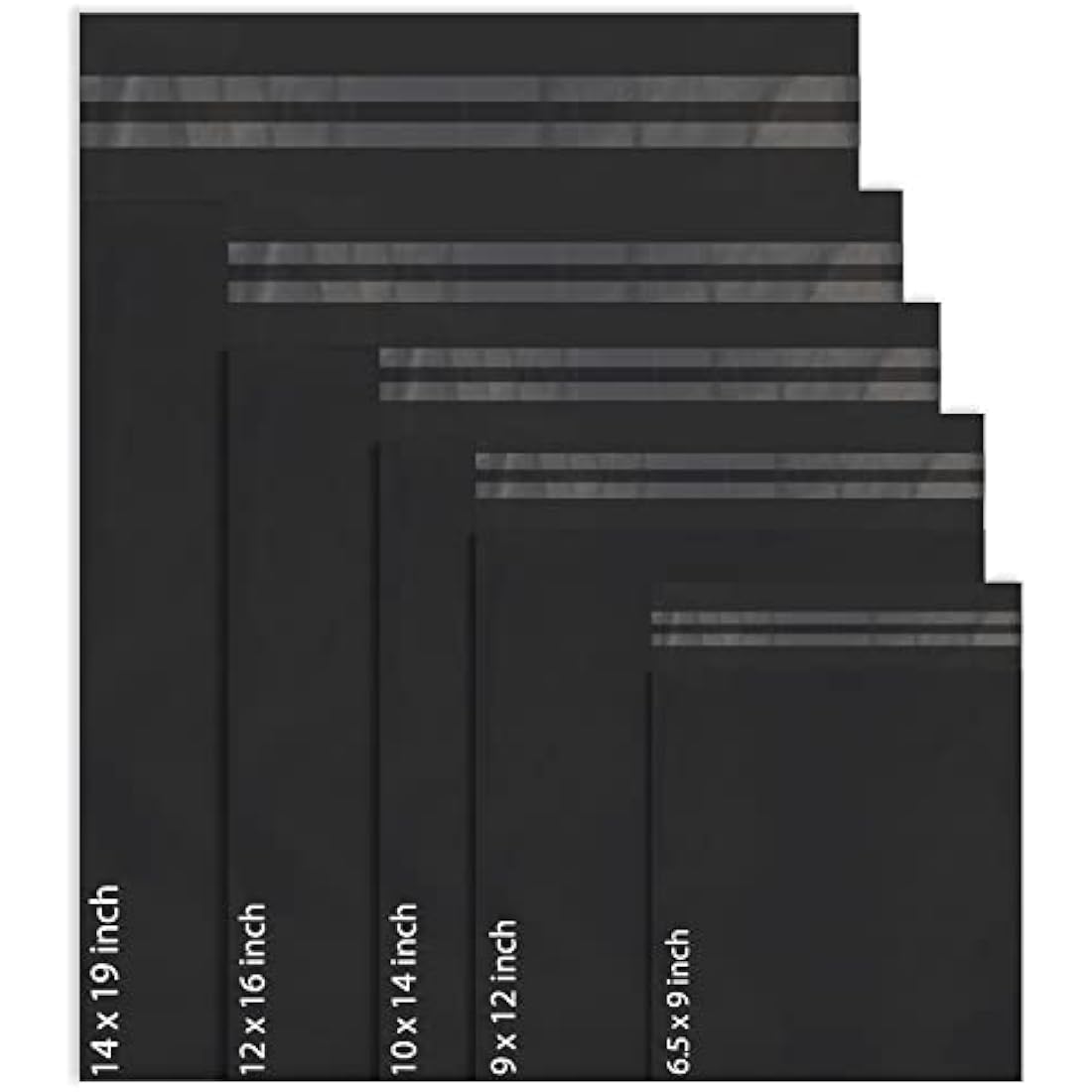 Red Ember 50 Mixed Poly Mailing Bags | 5 Sizes Recycled Self-Seal Black