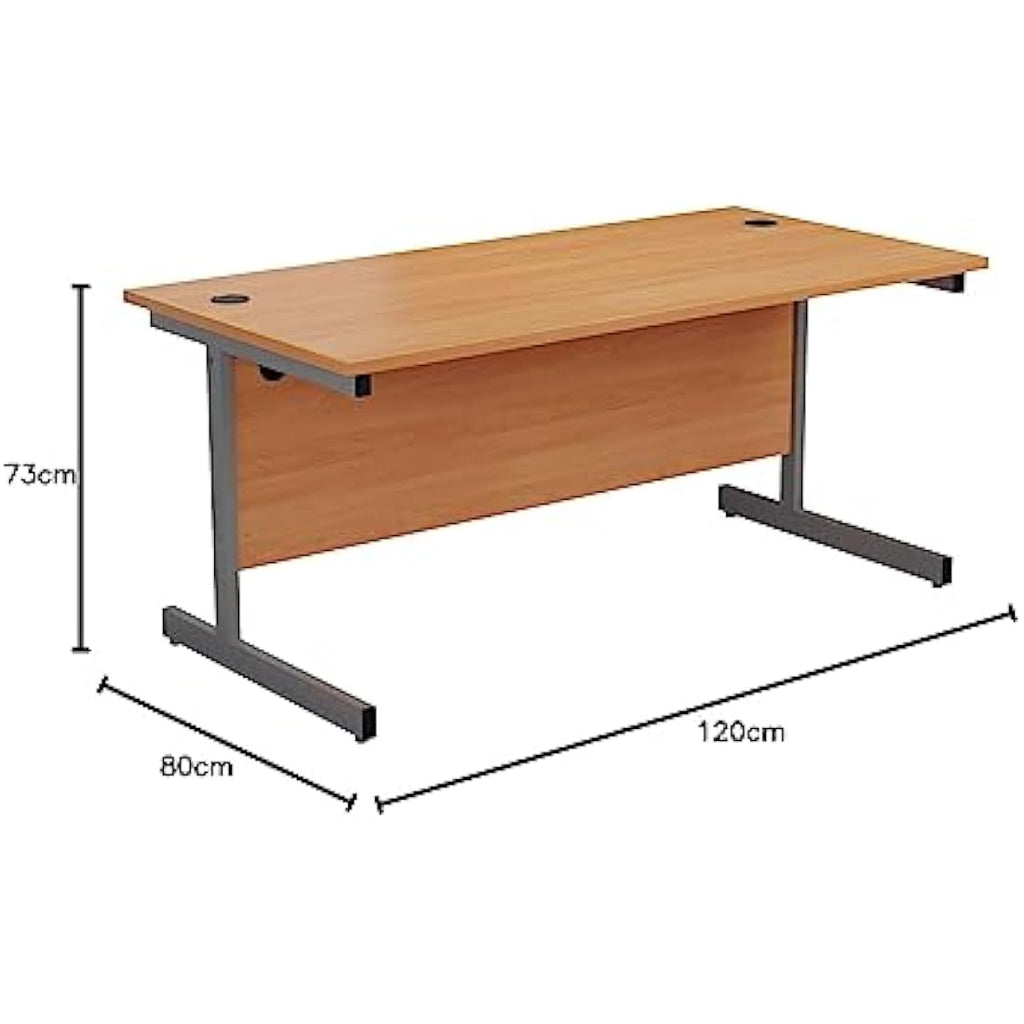 Office Hippo Heavy Duty Cantilever Desk - Beech/Silver, 120cm x 80cm