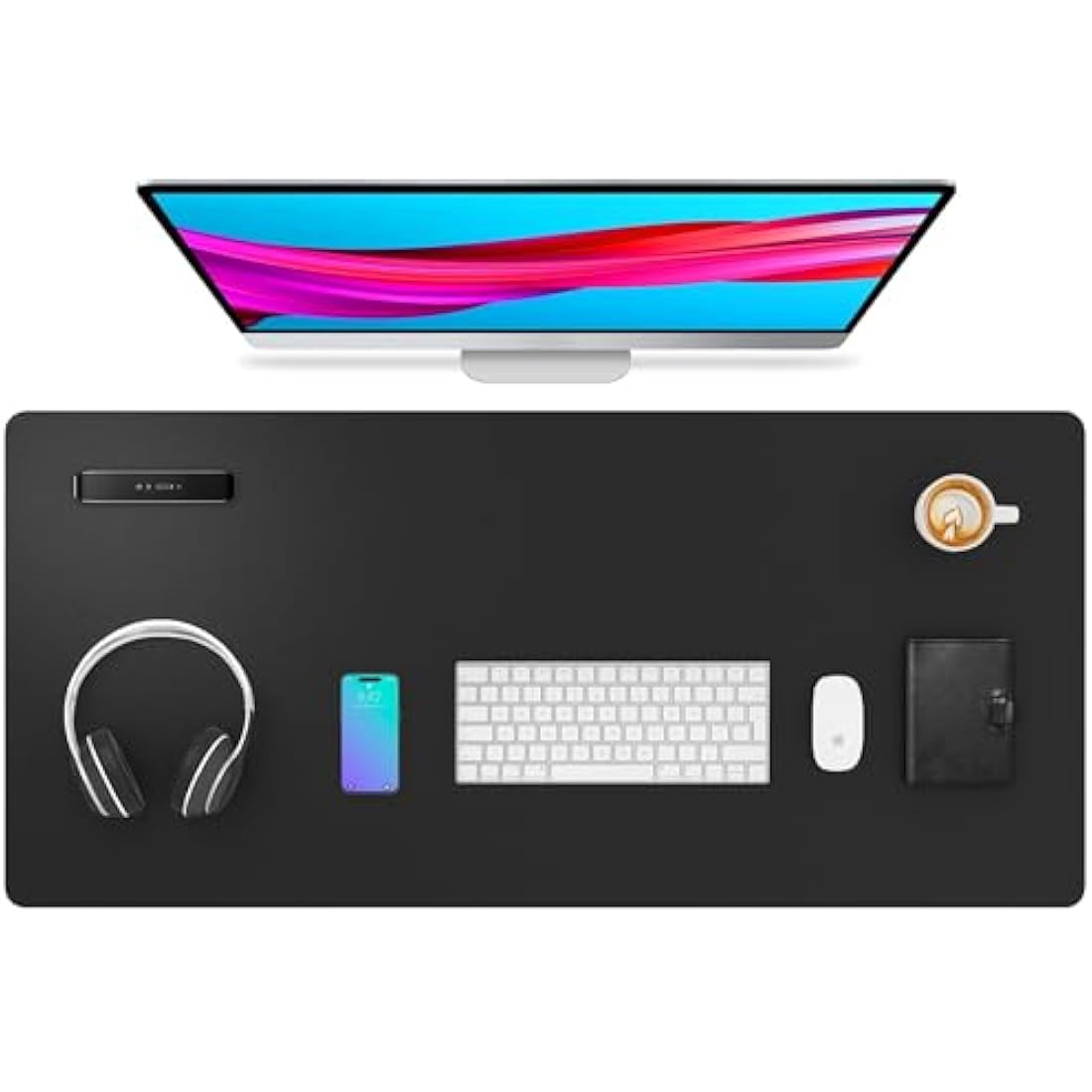 PU Leather Desk Pad – Waterproof Non-Slip Office Mat, Black