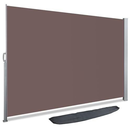 VOUNOT Retractable Side Awning – 180 x 300 cm Garden Privacy Screen, Brown