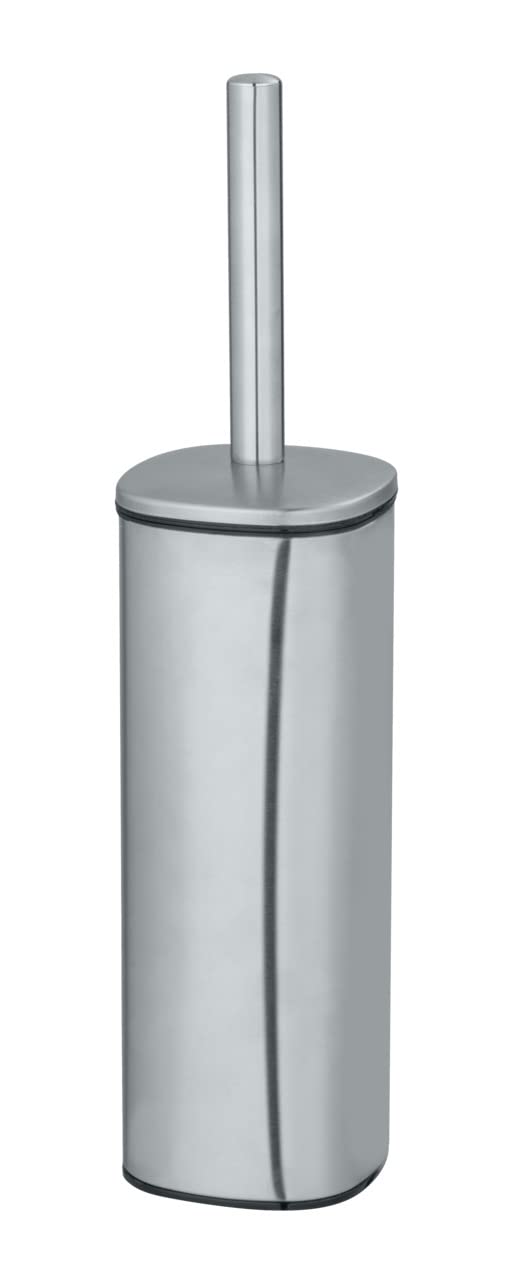 WENKO Alassio Toilet Brush Set – Matt Stainless Steel Standing Holder