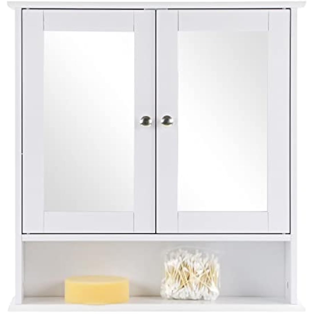 Taylor & Brown White Double Mirrored Door Bathroom Wall Cabinet
