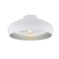 Eglo Mogano Industrial Flush Ceiling Light | White & Silver Steel E27
