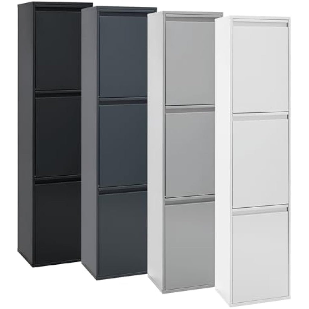 Arregui Basic Steel Recycling Bin | 3-Door Waste Cabinet, 51L - Light Grey