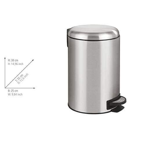 WENKO Leman Pedal Bin – 12L Soft Close Stainless Steel Waste Bin