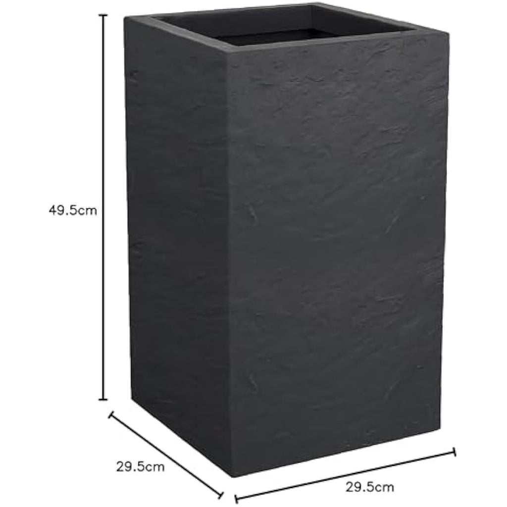 EDA Volcania'UP Tall Square Planter - Anthracite Grey Stone Effect