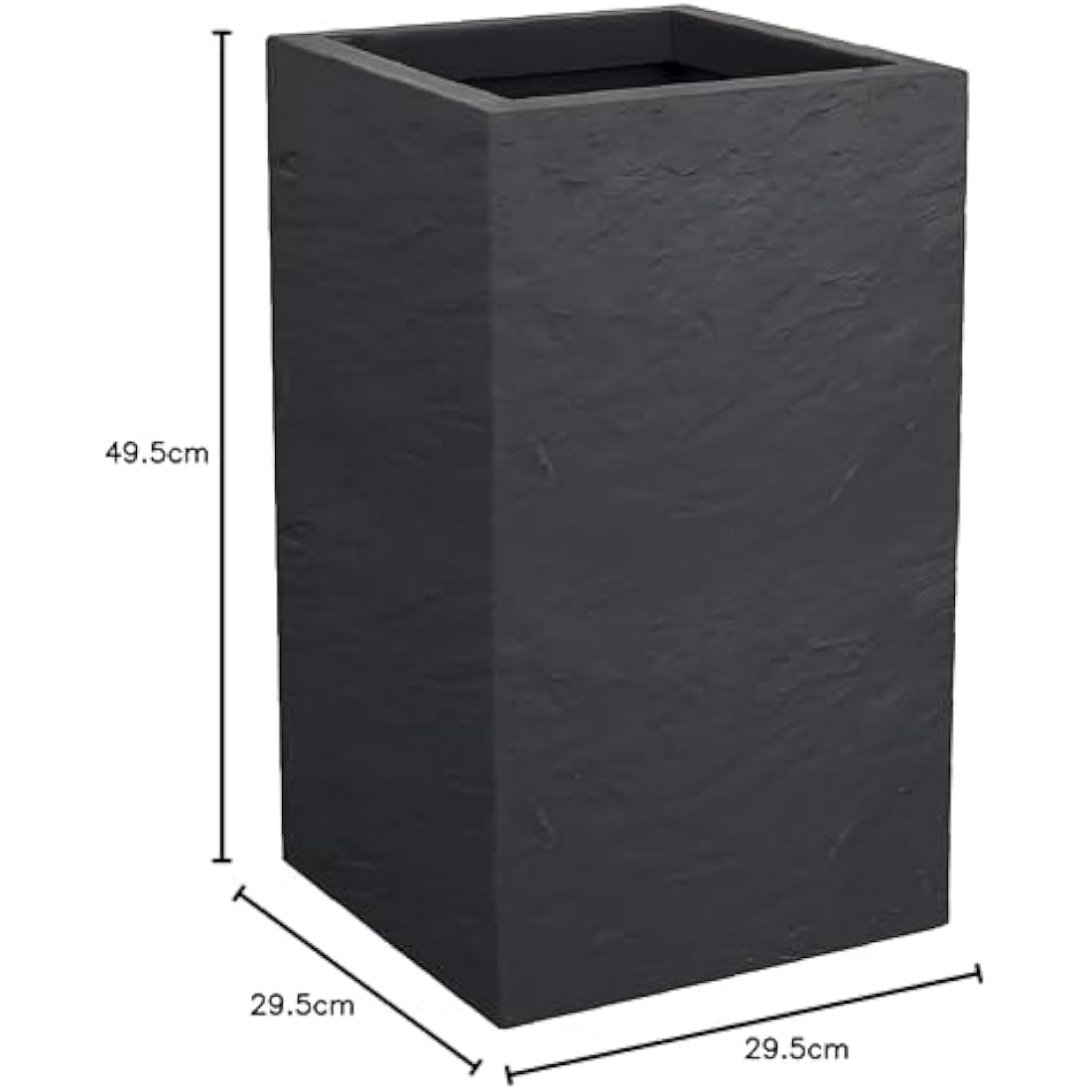 EDA Volcania'UP Tall Square Planter - Anthracite Grey Stone Effect