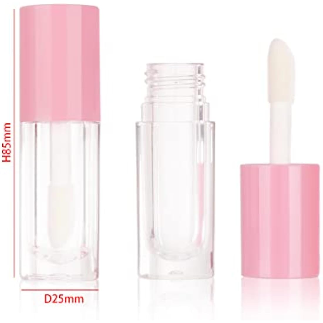COSIDEA 6ml Pink Lip Gloss Tubes with Big Doe Foot Wand - 30 Pack