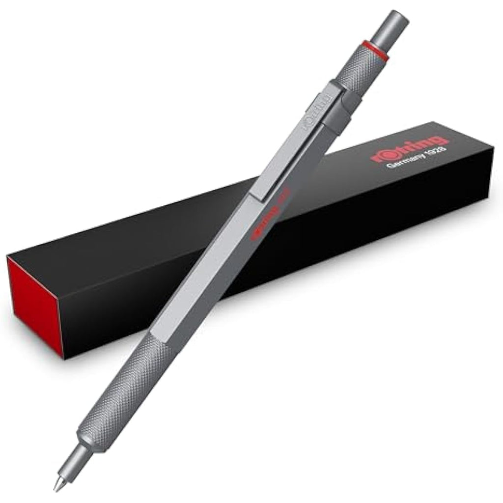 rOtring 600 Gel Pen | 0.5mm Black Ink | Silver Metal Hexagonal Body