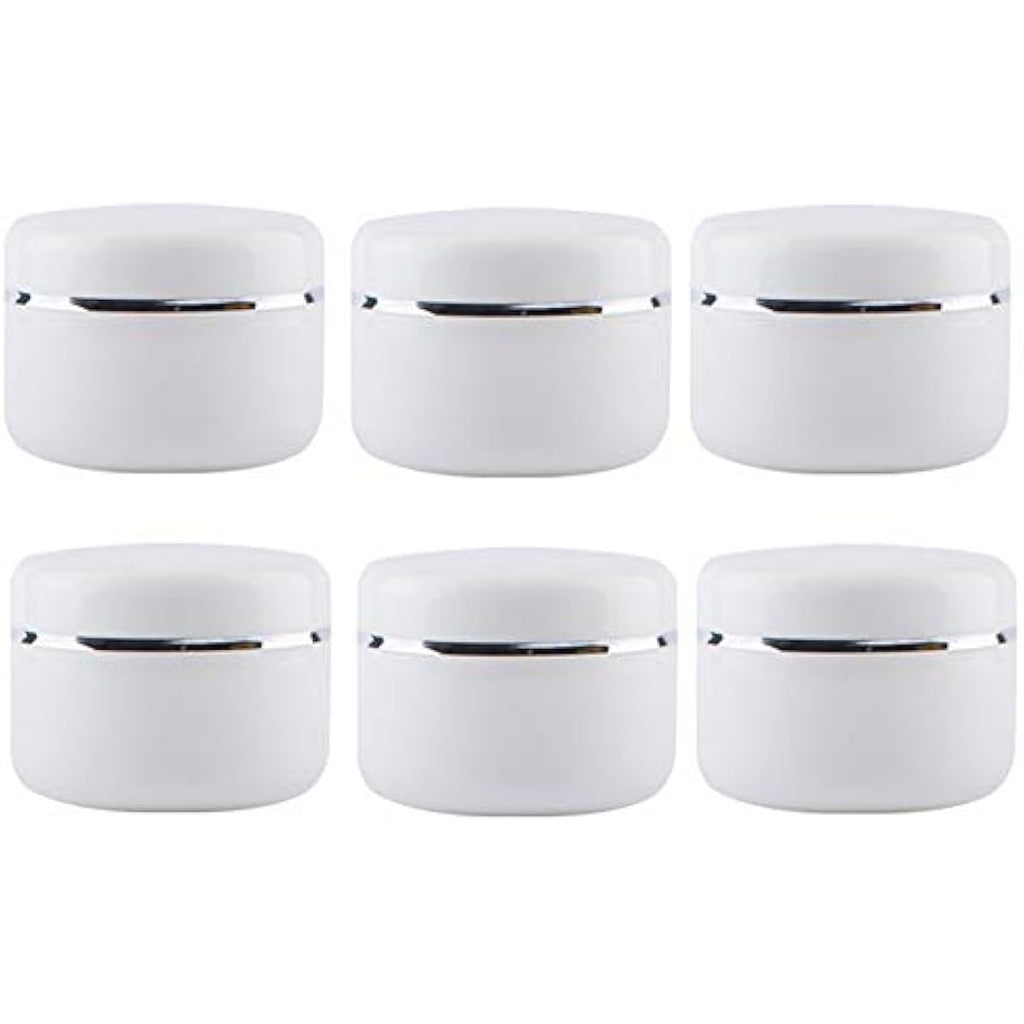 Jolof Store 100ml White Plastic Cosmetic Jars with Lids – 6 Pack