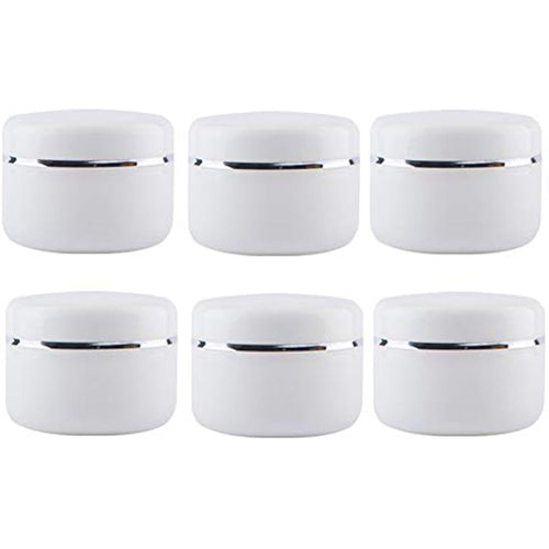 Jolof Store 100ml White Plastic Cosmetic Jars with Lids – 6 Pack