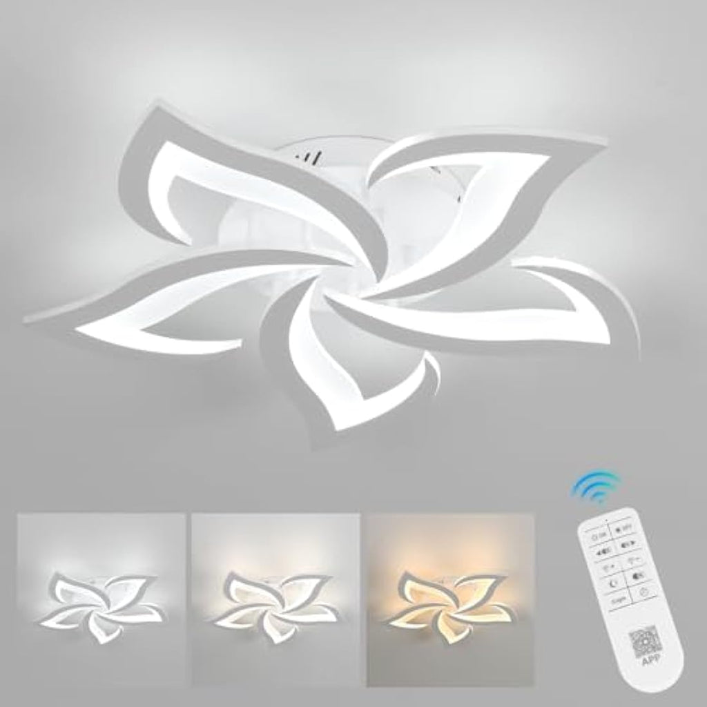 Riserva Modern Petal LED Ceiling Light | Dimmable 40W Lamp with Remote