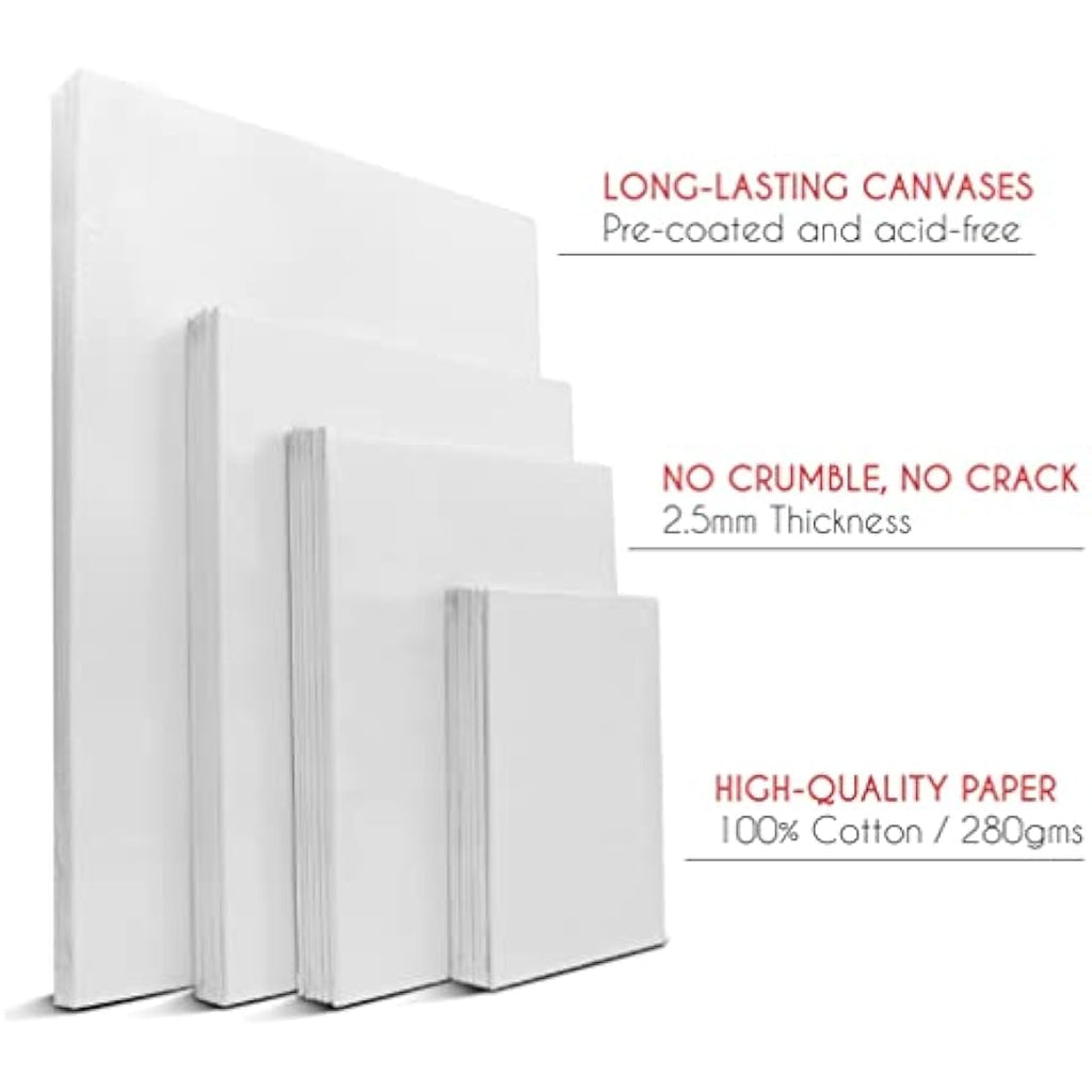 Zenacolor 28-Pack Multi-Size Cotton Canvas Set for Acrylic and Oil