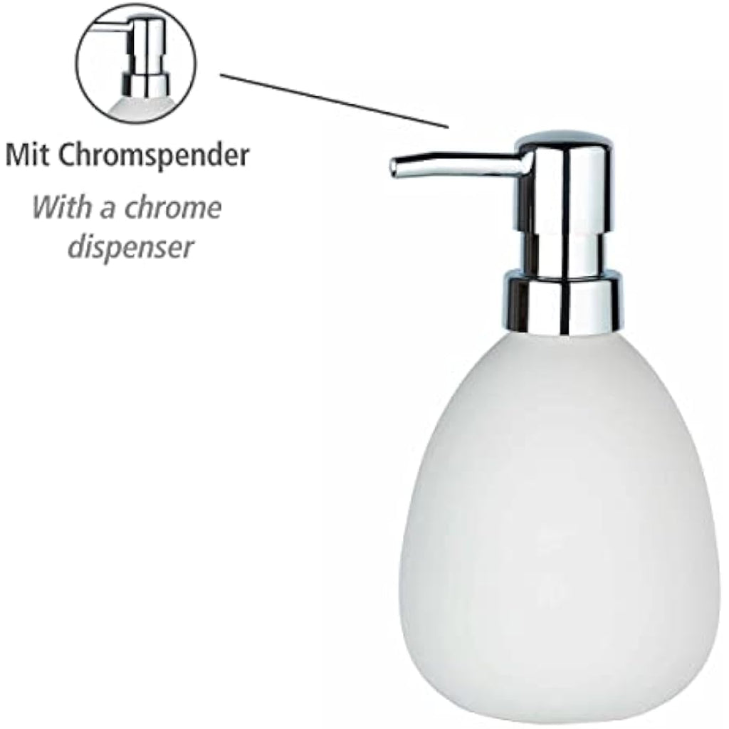 WENKO Polaris Soap Dispenser – Matt White Ceramic Liquid Soap Pump