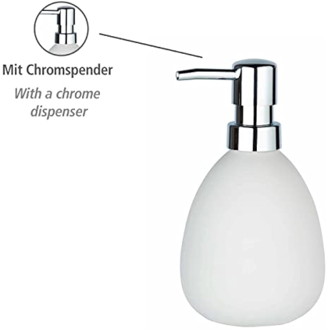 WENKO Polaris Soap Dispenser – Matt White Ceramic Liquid Soap Pump