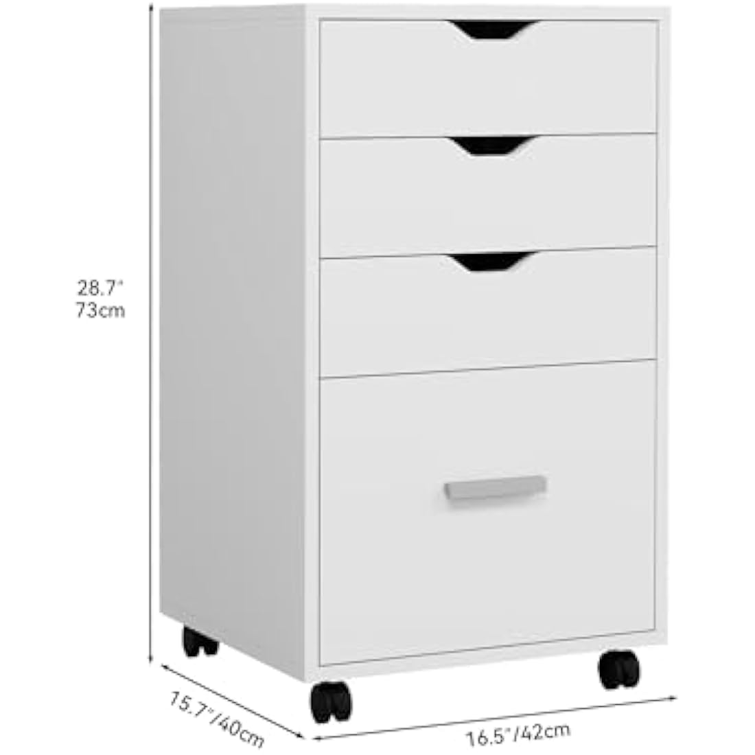 YITAHOME 4-Drawer Mobile File Cabinet | Rolling Under Desk Storage, White