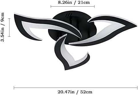 Modern Flower LED Ceiling Light – 36W Cool White 6500K Black