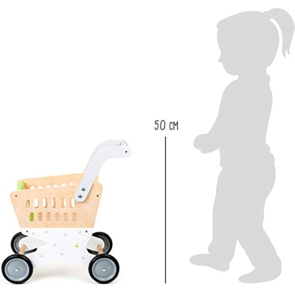 Small Foot Wooden Shopping Trolley – Kids Pretend Play Grocery Cart