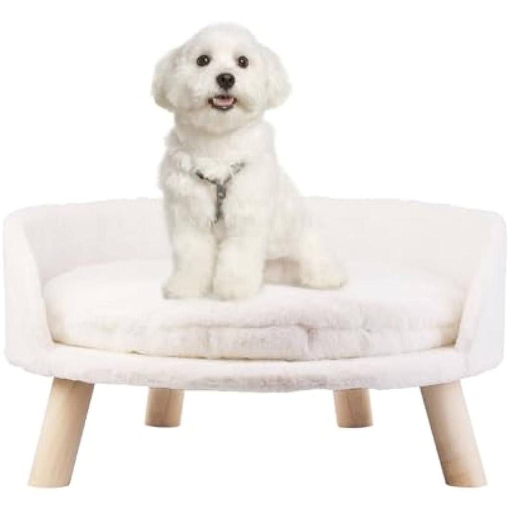 BingoPaw Elevated Cat Sofa Bed | Nordic Wooden Pet Stool with Washable Mat