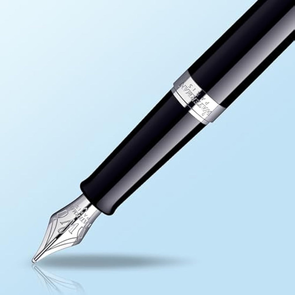 Waterman Hémisphère Fountain Pen – Gloss Black with Chrome Trim, Medium Nib