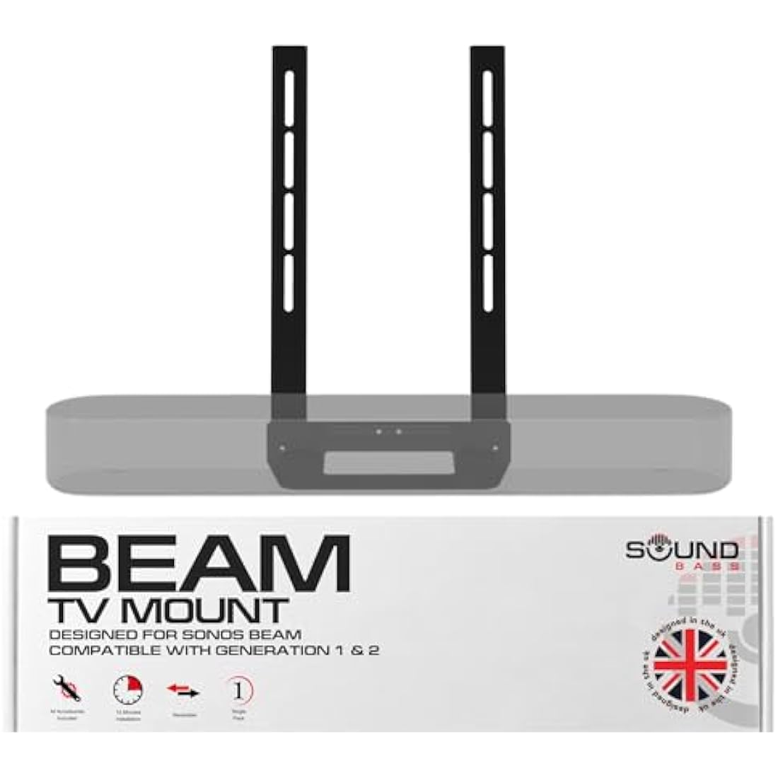 Soundbass TV Mount for Sonos Beam Gen 1 & 2 | VESA Bracket, Black