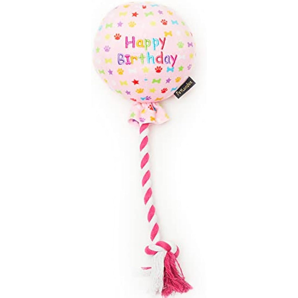 Pet London Pink Balloon Dog Toy – Plush Rainbow Confetti Birthday Gift