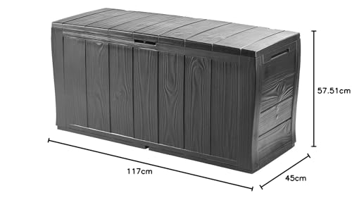 Keter Sherwood Garden Storage Box – 270L Resin Deck Box with Wheels