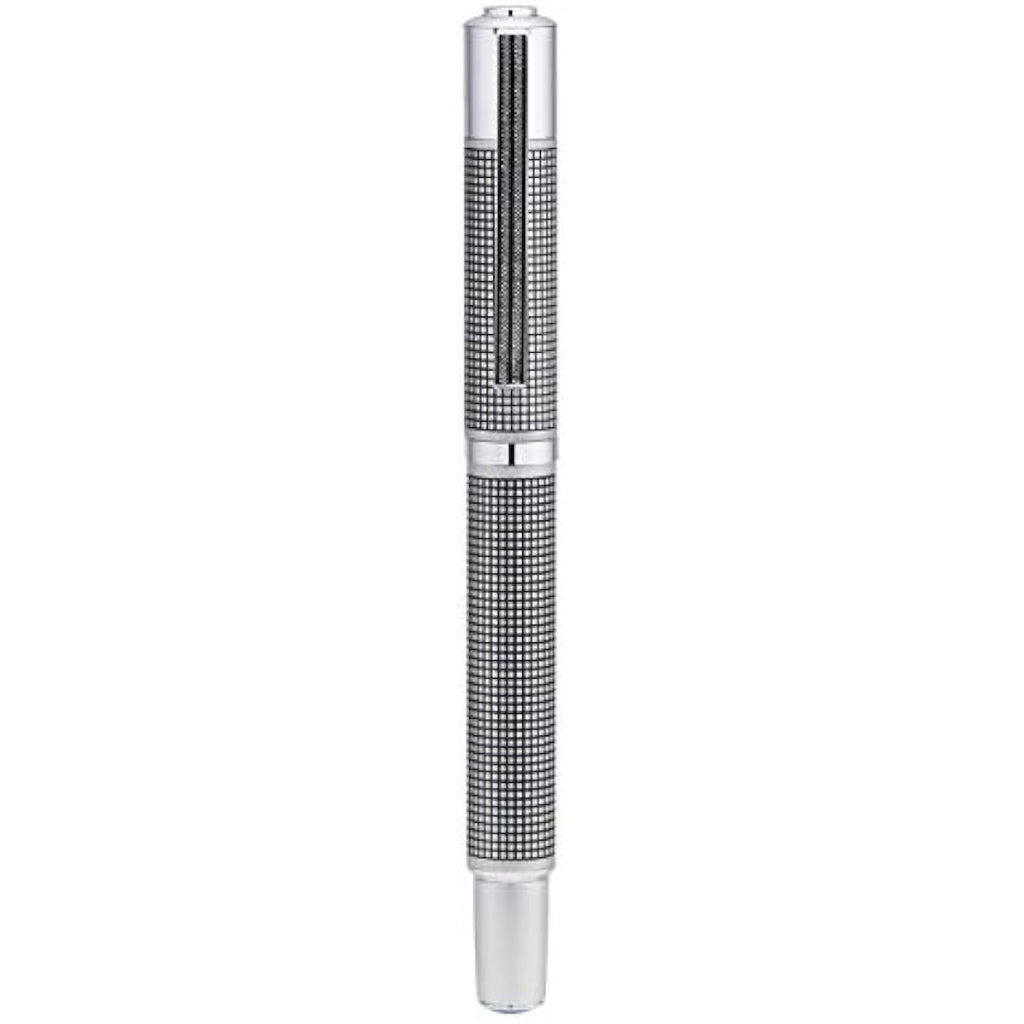 Yookers Metis Refillable Fibre Pen | Satin Chrome Black Grid | 1.0mm