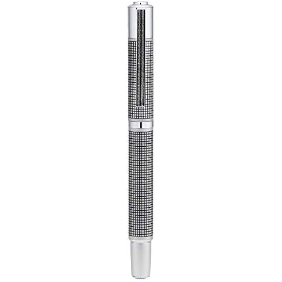 Yookers Metis Refillable Fibre Pen | Satin Chrome Black Grid | 1.0mm