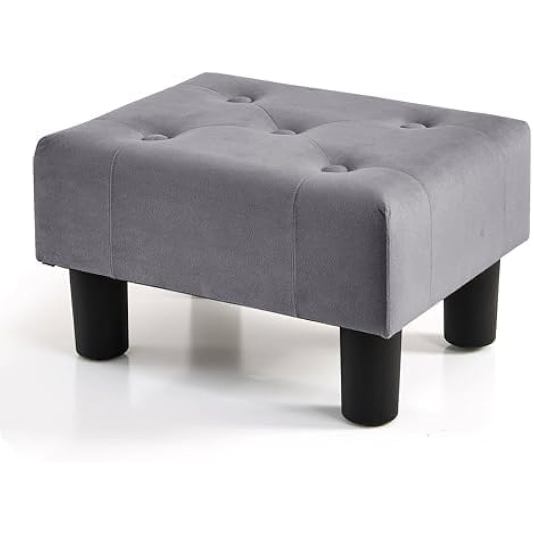 Velvet Footstool – Small Storage Ottoman for Living Room, Gray
