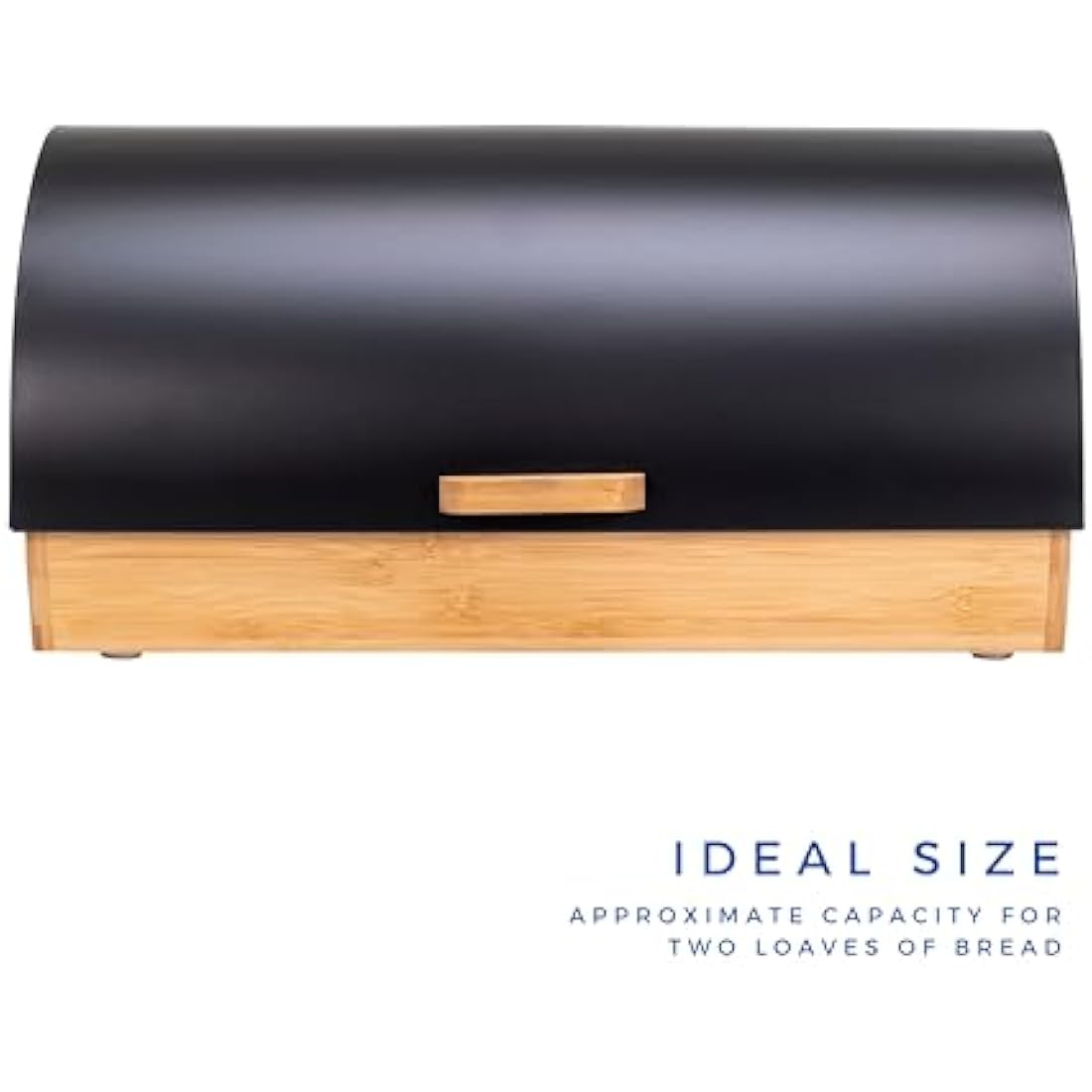 Erreke Matte Black Steel and Bamboo Roll Top Bread Bin – Large Storage