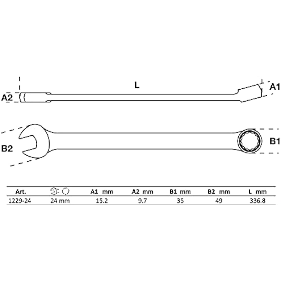 BGS 1229-24 Combination Spanner – Extra Long 24 mm Mechanic Wrench