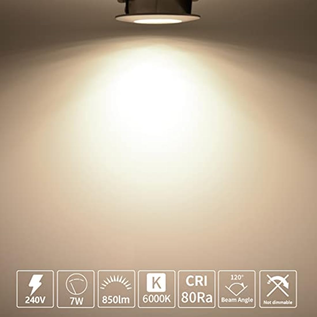 HiBay 6-Pack 7W LED Recessed Downlights IP44 Brushed Chrome Cool White
