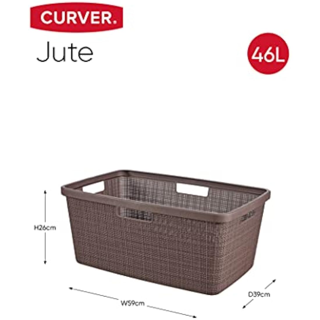 Curver Jute 46L Recycled Woven Laundry Basket – Peppercorn Grey