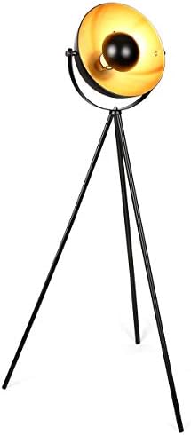 Osasy Retro Tripod Floor Lamp – Vintage Black & Gold Metal Studio Light