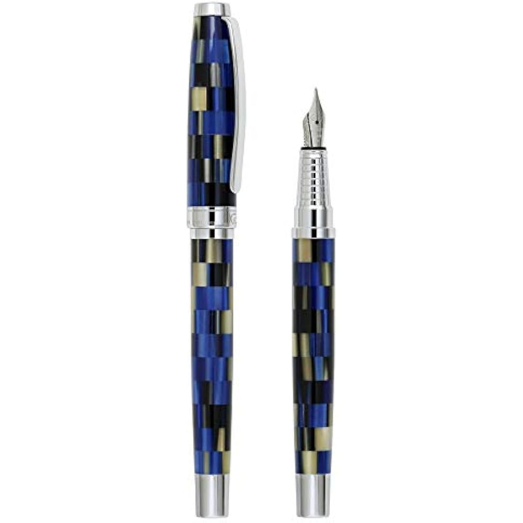 Xezo Urbanite Fountain Pen – Medium Nib, Retro Blue & Black Acrylic